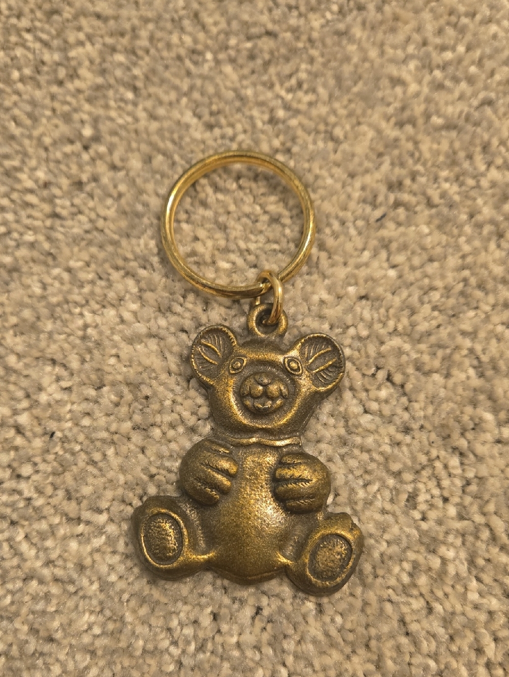 Vintage 1970's Brass Teddy Bear Keychain